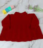 Hand Knitted Red Baby Cardigan with Lace and Peter Pan Collar, 0-3 Months - Image 4