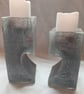 Broken heart candlelight holder black glitter 2 parts  - Image 4