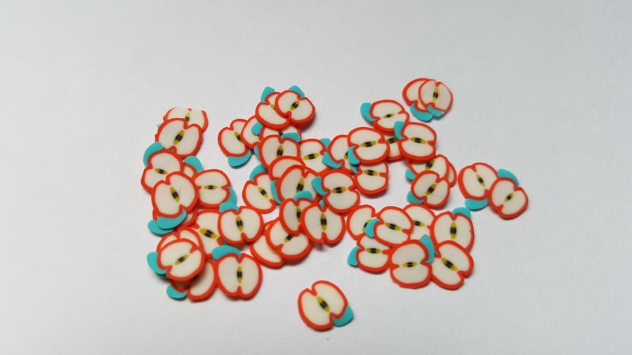 50 x Polymer Clay Cabochons - 6mm - Fruit - Apple 