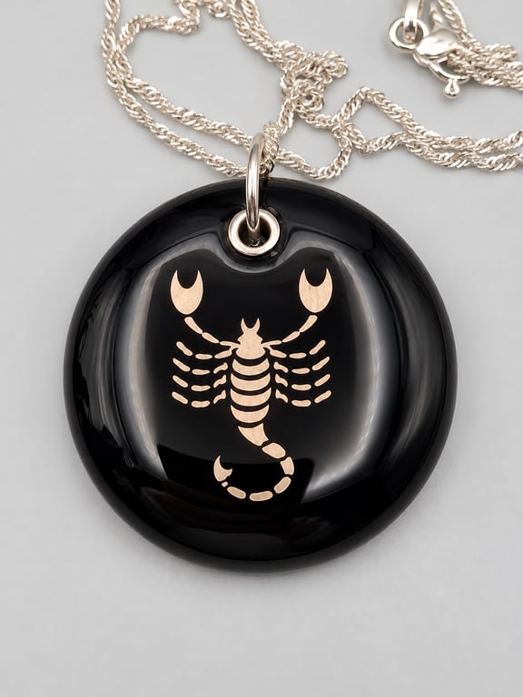 Scorpio Fused Glass Pendant with Real Platinum Lustre Symbol