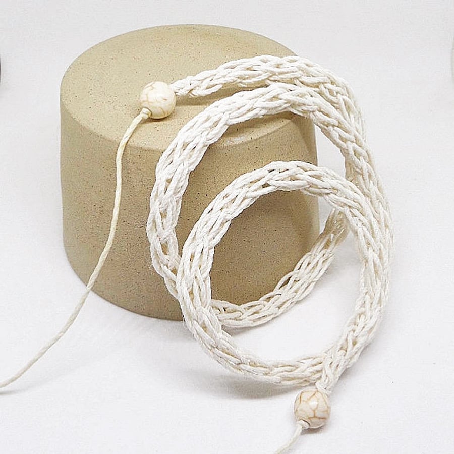 White Natural Hemp Wrap Bracelet 