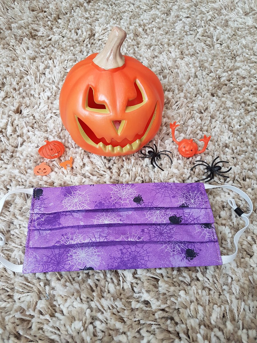 Halloween Adult face covering – Purple Spider print 