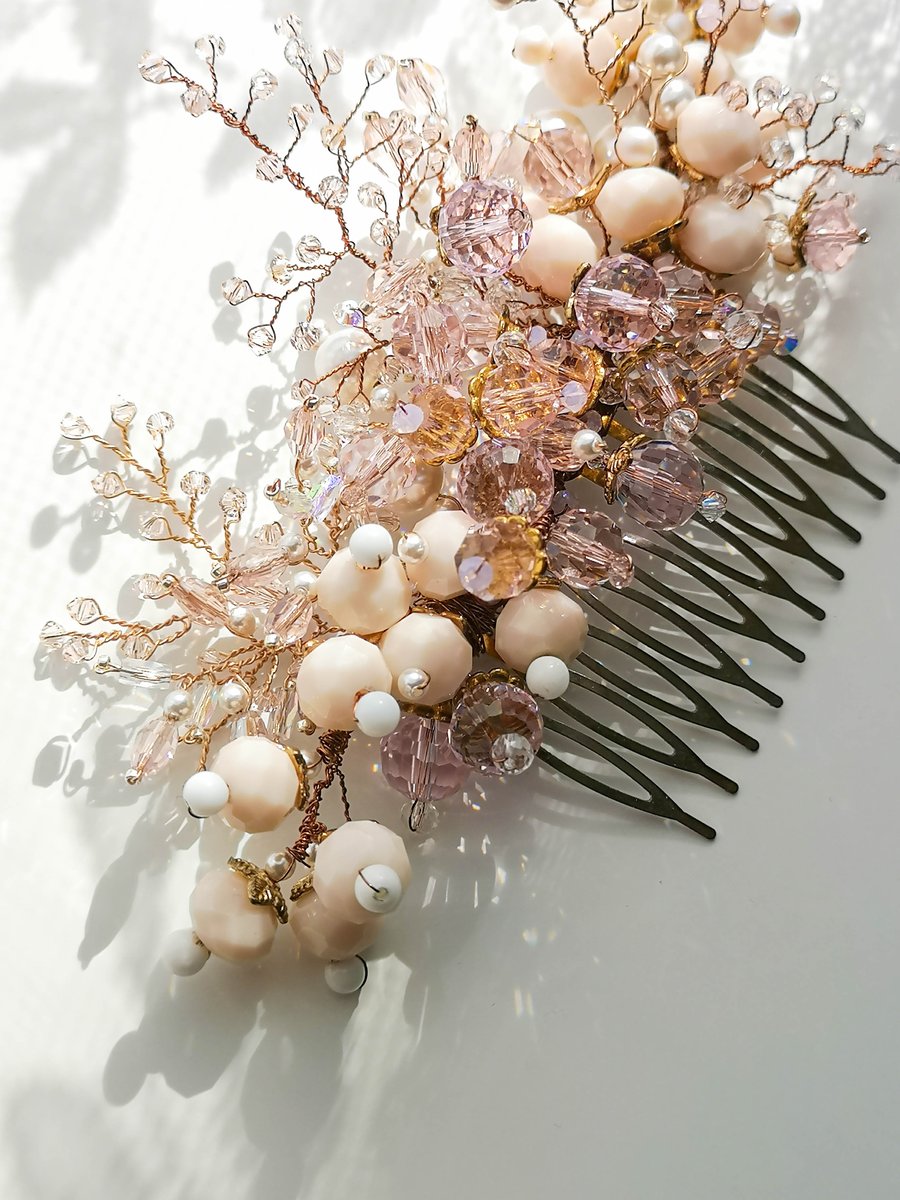Rosaline Swarovski crystal bridal wedding veil wired comb tiara