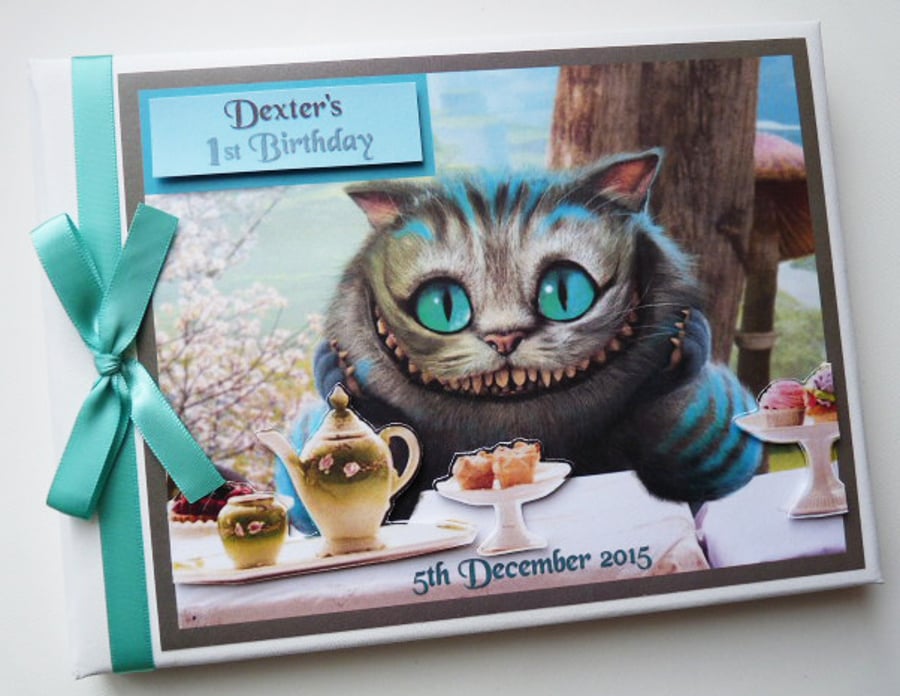 Cheshire Cat Birthday Guest Book, Alice in Wonderland birthday guest book