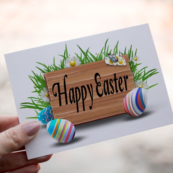 Happy Easter Egg Card, Custom Egg Easter Card, Personalized Card for Easter, Fes