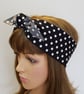 Polka dot self tie head scarf hair bandanna top tie cotton headband - Image 2