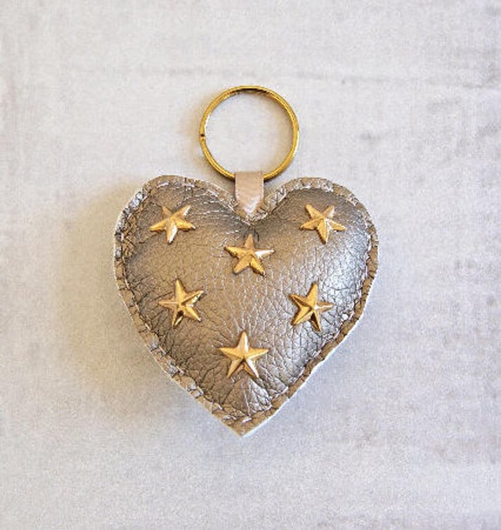 Gold Heart Studded Keyring