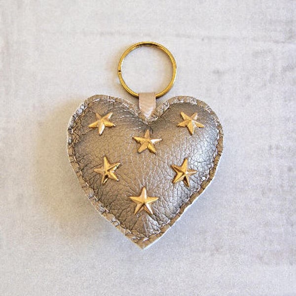 Gold Heart Studded Keyring