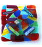 Abstract Patchwork Rainbow Dichroic Dish 11.5 cm Fused Glass Square  - Image 5