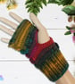 Crochet gloves. Red gold and green dragon scale gloves. Fingerless gloves. - Image 7