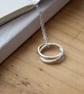 Sterling Silver Textured Interlinking Rings Pendant, hoops pendant - Image 2