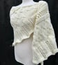 Milky white soft alpaca mix yarn hand knitted triangle lace shawl wrap - Image 4