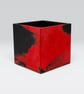 Red and Black 10 cm Square Plant Pot - Marbled Indoor Planter - Image 4