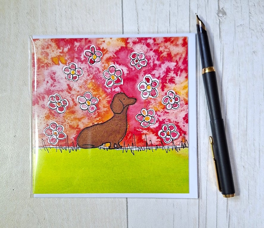Dachshund card (printed card).Birthday card. Dachshund birthday.  Any occasion.