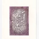 Seashell Print- Coastal Aquatint Etching 