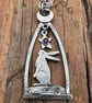Gazing Hare Pendant with Amethyst Cabochon