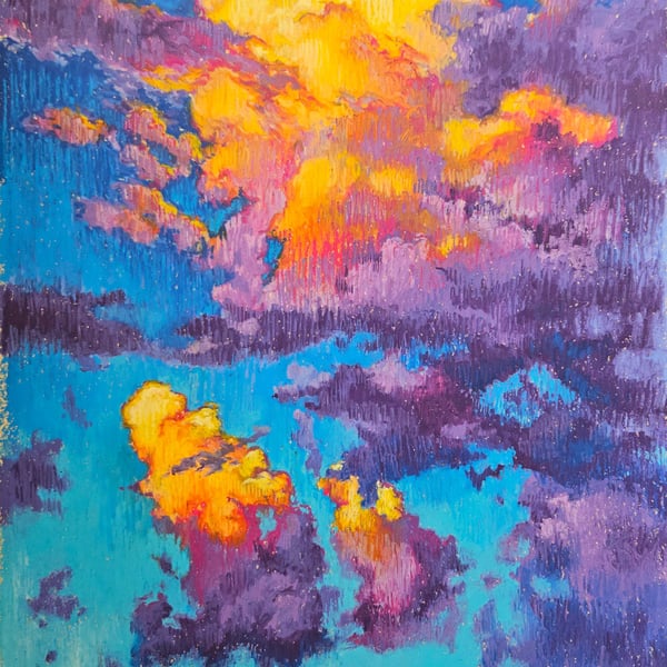 Summer Storm I original artwork oil pastel