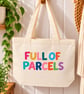 Full of Parcels – Colourful Canvas Tote Bag with Zip – Online Seller Gift
