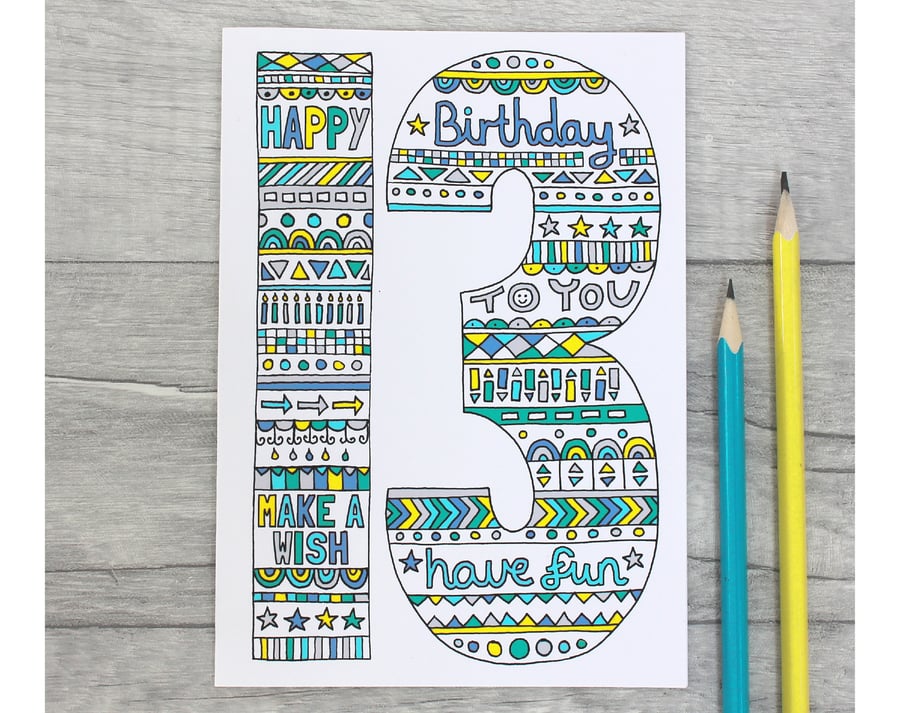 Boys 9th, 10th, 11th, 12th, 13th Birthday Card, Age card for Boy