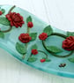 Handmade Fused Glass Curved Free Standing Roses Picture - Floral Suncatcher - Image 3