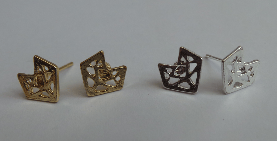 LOW STOCK Silver Plated or Gold Plated Woodland Origami Metal Fox earrings