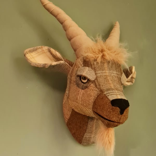 Patchwork tweed fabric goat head - Guthrie