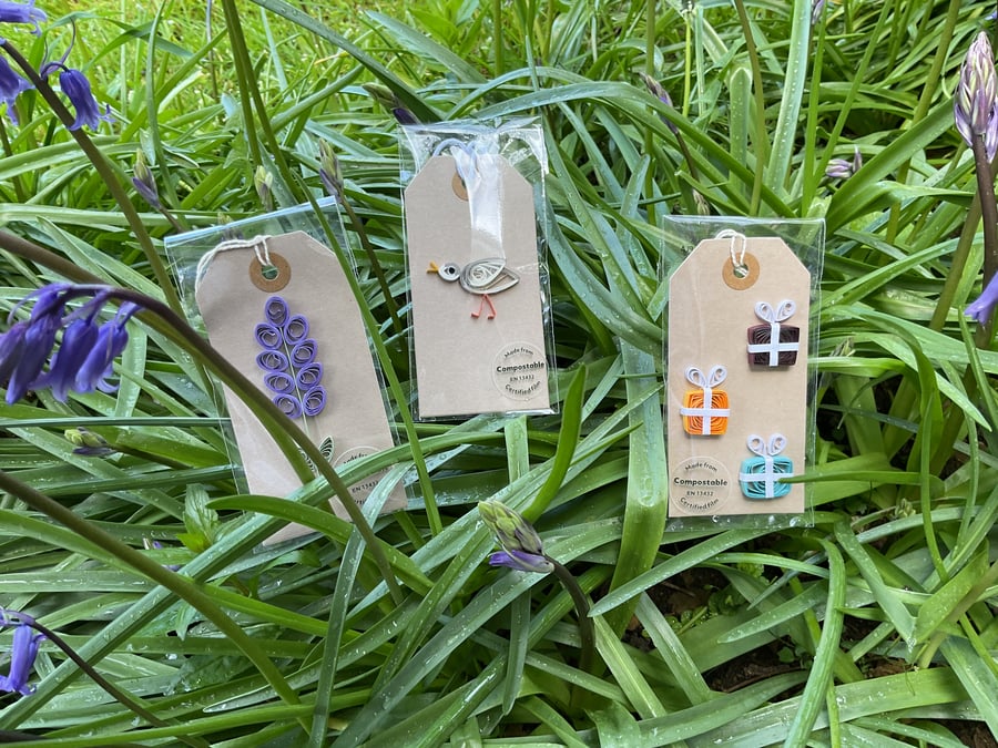 3 Quilled Kraft Gift Tags