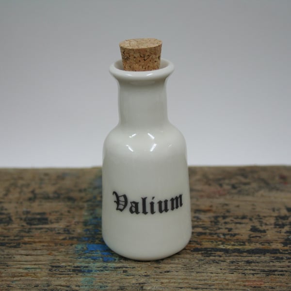 Small porcelain bottle with Valium wording