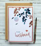 Husband Birthday Card - leaves, branches, heart, copper, navy, birthday message - Image 6
