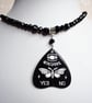Black Ouija Planchette Necklace with Black Glass Beads - Image 3