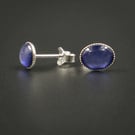 Lilac blue mother of pearl  and sterling silver stud earrings 