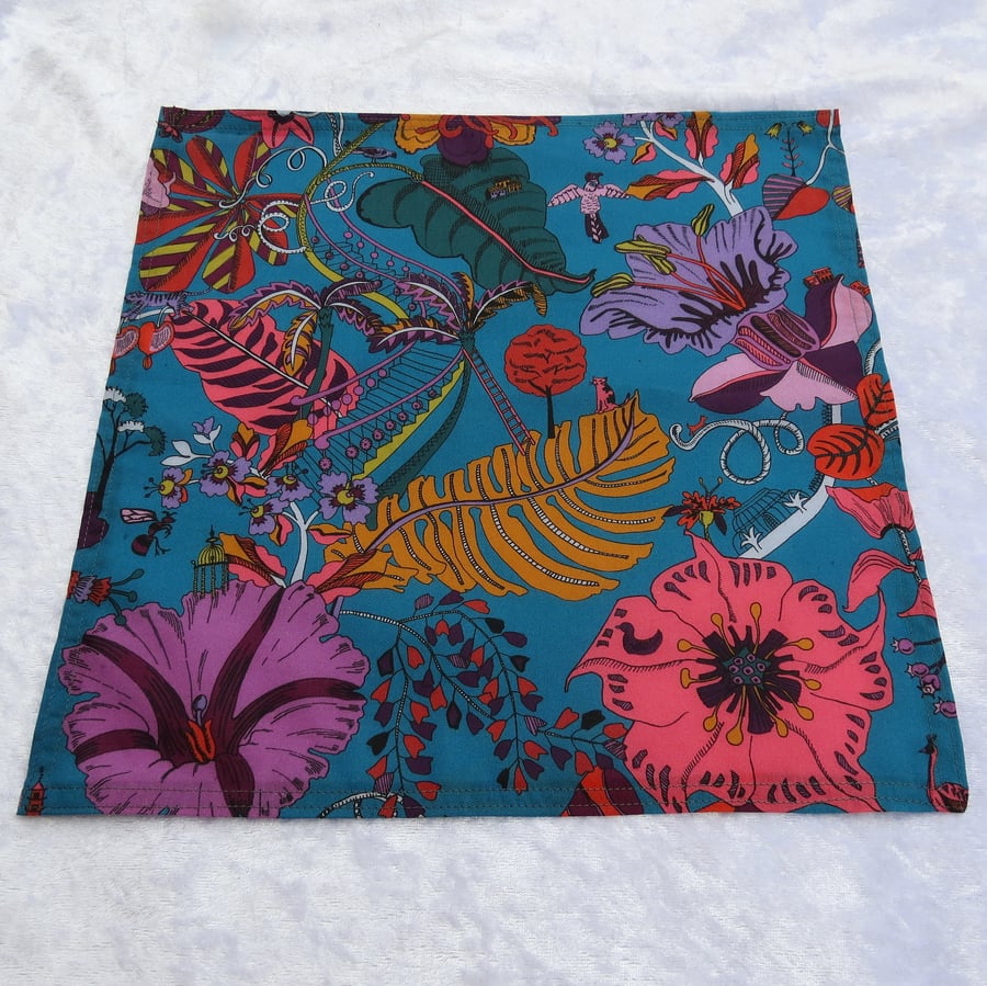 Liberty Lawn handkerchief. Floral design. Cotton handkerchief.