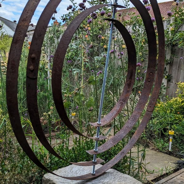 Whiskey Barrel Hoop Garden Art