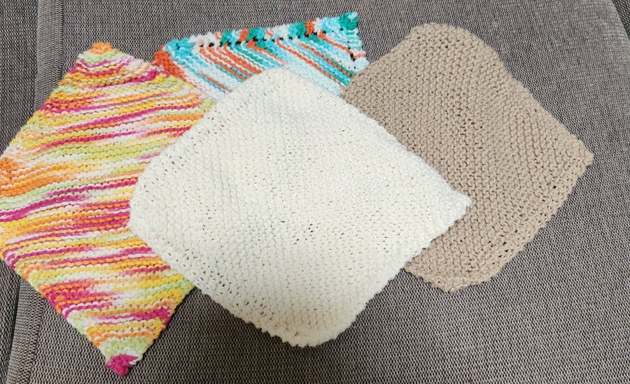 Hand Knit Cotton Dishcloth washcloth various colours 