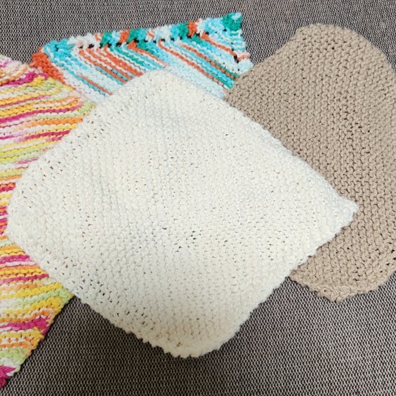 Hand Knit Cotton Dishcloth washcloth various colours 
