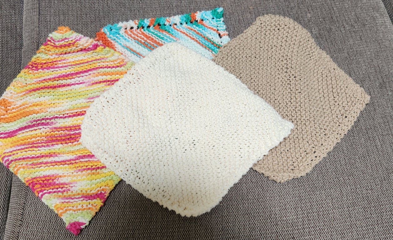 Hand Knit Cotton Dishcloth washcloth various colours 
