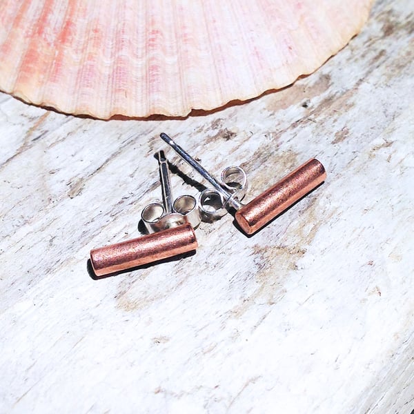 Handmade Copper Stud Earrings (ERCUSTSK1) - UK Free Post