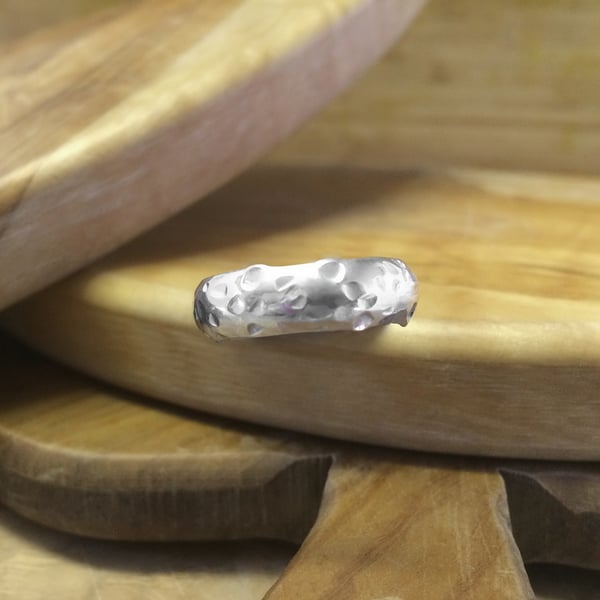 Siver Textured Band Ring