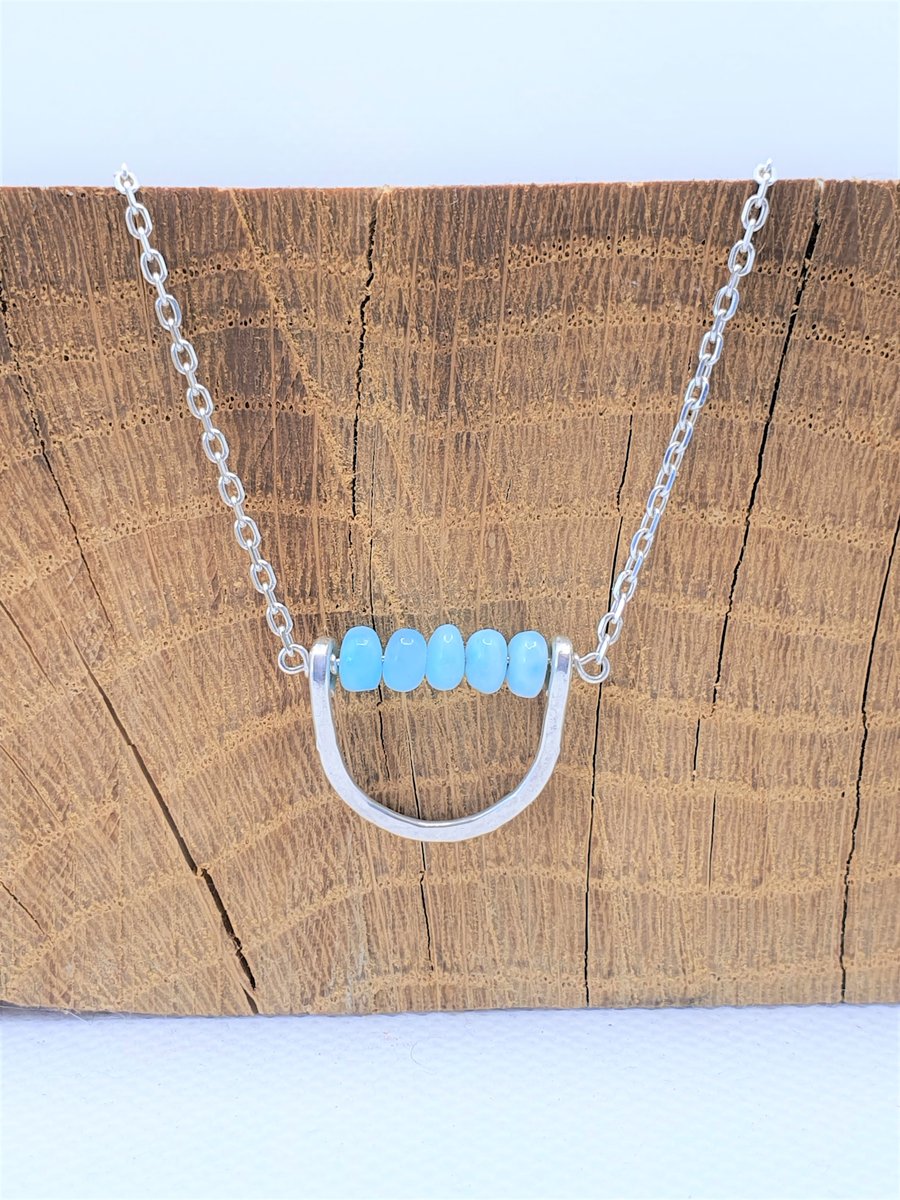 Larimar Crystal and Sterling Silver Necklace, Dolphin Stone Necklace