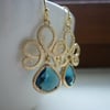 MONTANNA BLUE AND GOLD FANCY EARRINGS.  681