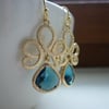 MONTANNA BLUE AND GOLD FANCY EARRINGS.  681