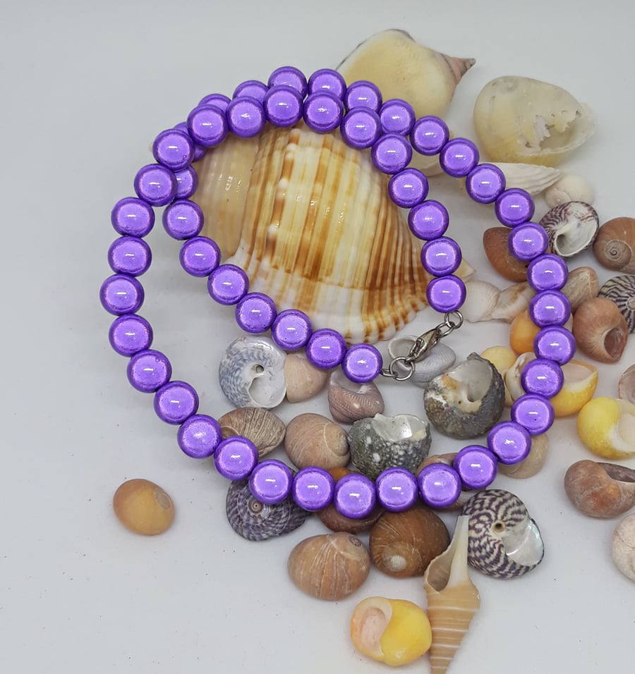 NL29 Purple miracle bead necklace 16"