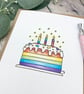 Rainbow Birthday Cake Card - Blank Card - Birthday Card - Image 2