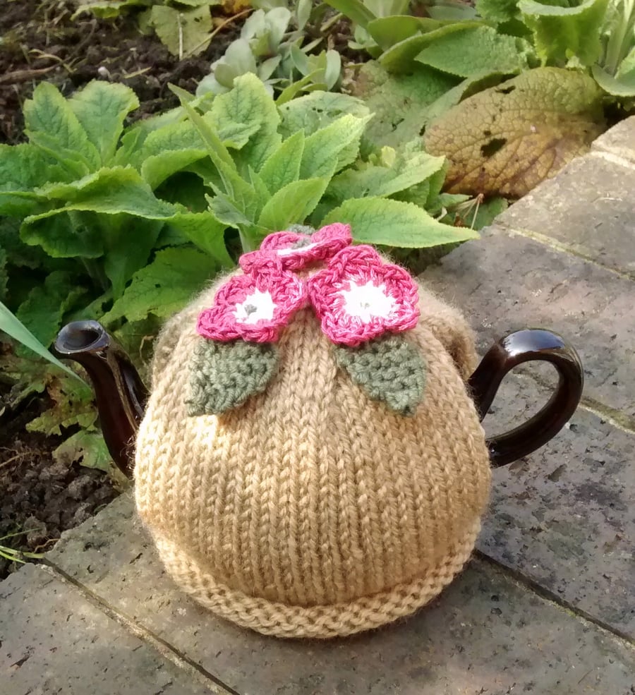 Small Tea Cosy with Rose Pink Flowers, One Cup Teacosy