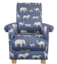 Prairie Animals Armchair Blue Adult Chair Safari Accent Lions Small Nursery Cats - Image 1