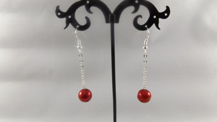 earrings red miracle beads