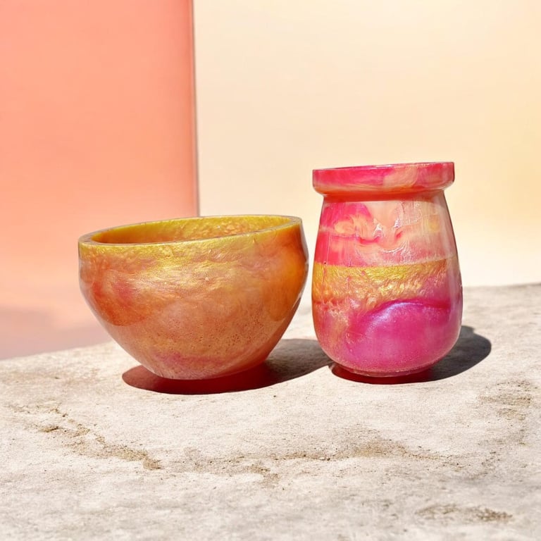 Sunset Trinkets 2 piece set bowl and vase