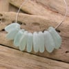 9 Natural sea glass beads, top drilled, chunkies , supplies (51)