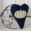 HALLOWEEN PUMPKIN HEART - sage green, black, lavender