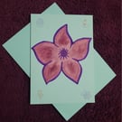 Spring flower handmade blank card with pale blue envelope